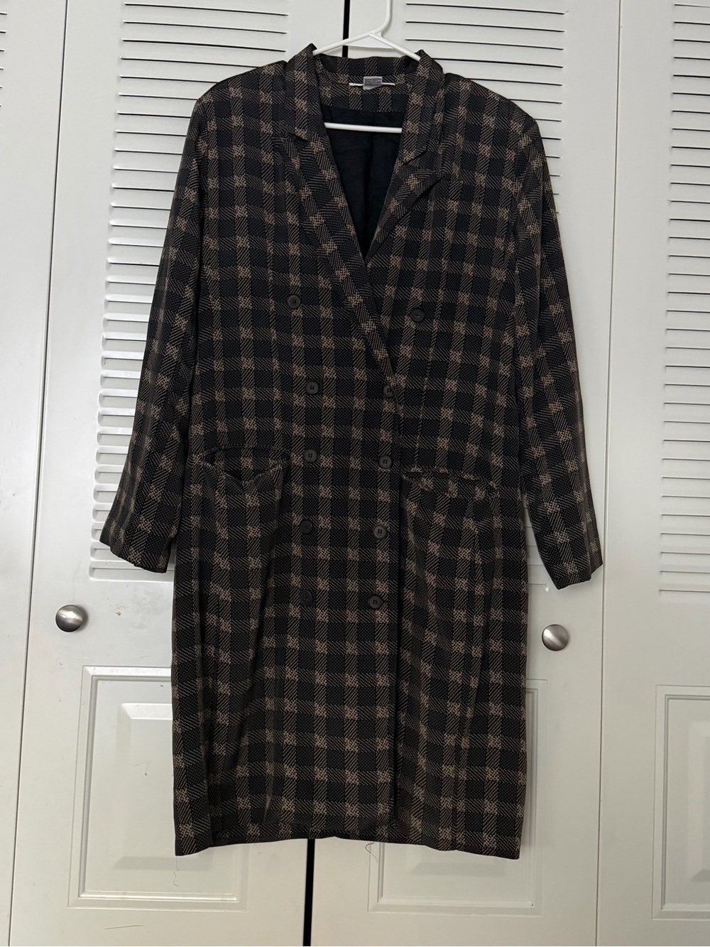 Vintage Hana Sung Plaid Long Sleeve Double-Breasted Women's Dress Size 12